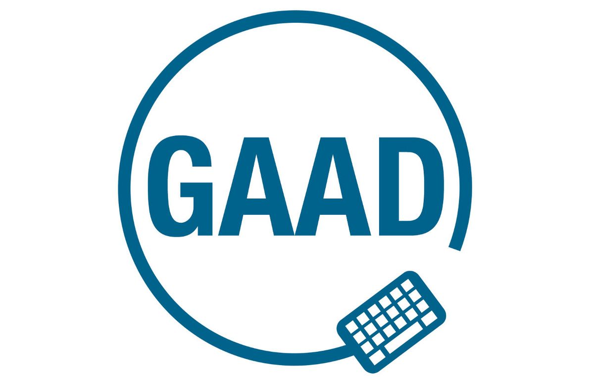 GAAD logo blue circle with keyboard