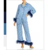 Sleeper Feather-Trim Pajama Set