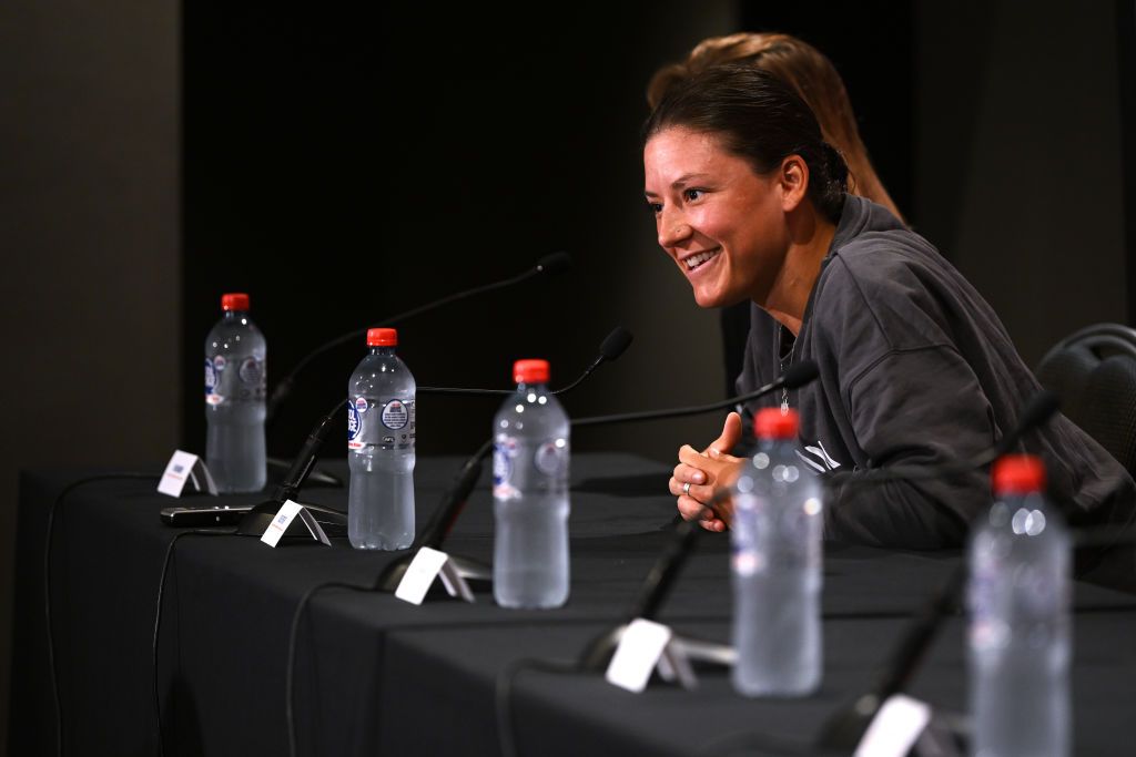 Chloé Dygert during the 2025 Tour Down Under press conference