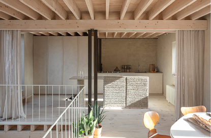 Interior of Belgian renovation of commercial building into home