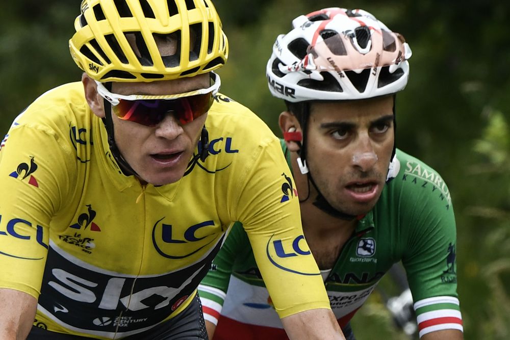 Fabio Aru shadows Chris Froome during stage 12 at the Tour de France