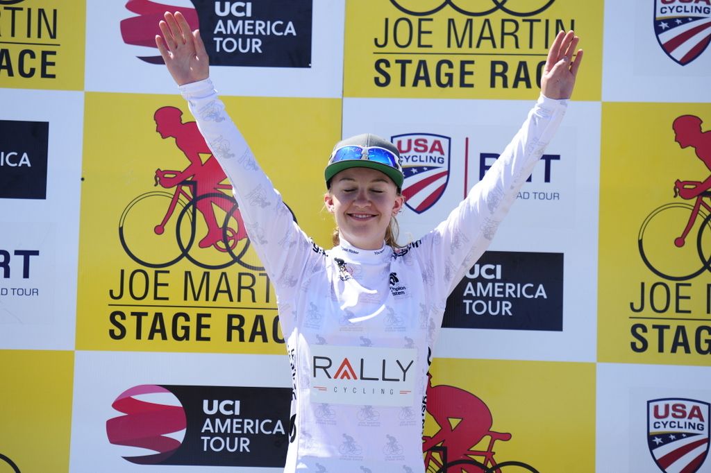 Emma White leads the young rider classification