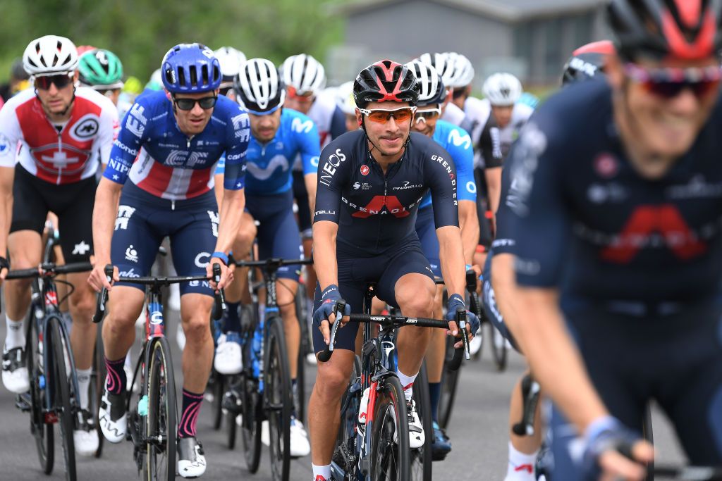 PFAFFNAU SWITZERLAND JUNE 08 Sebastian Henao Gomez of Colombia and Team INEOS Grenadiers during the 84th Tour de Suisse 2021 Stage 3 a 185km stage from Lachen to Pfaffnau 509m UCIworldtour tds tourdesuisse on June 08 2021 in Pfaffnau Switzerland Photo by Tim de WaeleGetty Images