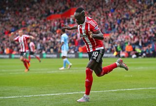 Sadio Mane celebrates after scoring for Southampton against Manchester City in May 2016.