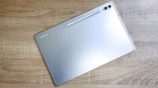 Samsung Galaxy Tab S10 Ultra review unit on a desk