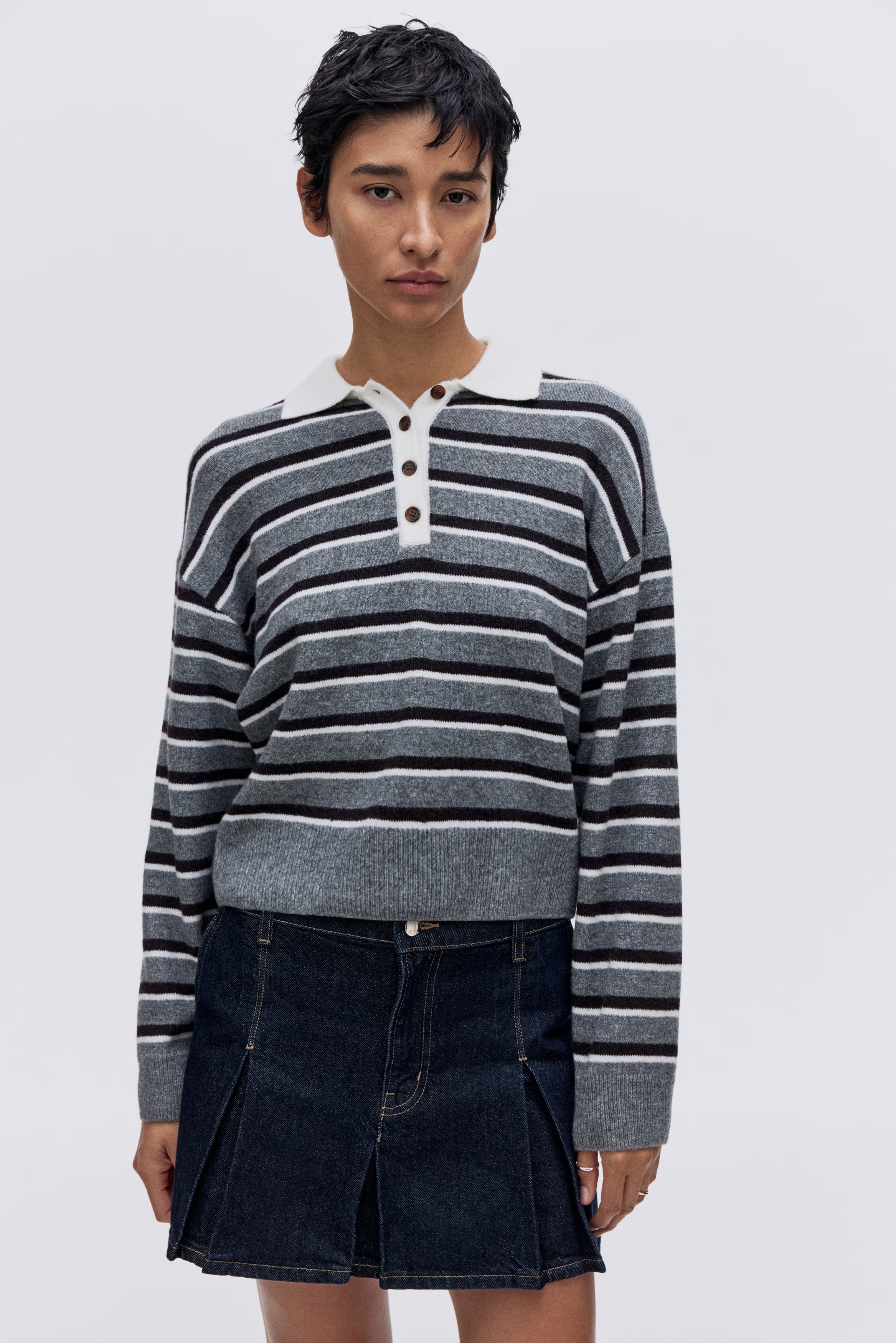 H&amp;amp;M, Pleated Denim Skirt