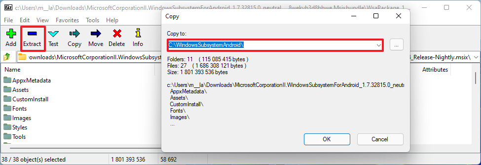 Extract Wsapackage WSA Folder