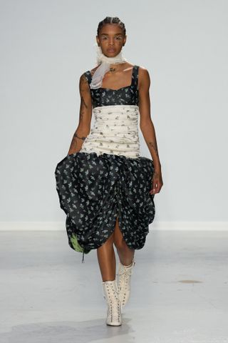 ruched floral dress at Ganni paris fashion week spring summer 2025