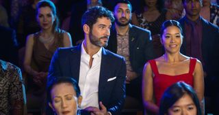 Players. (L-R) Gina Rodriguez as Mack and Tom Ellis as Nick in "Players."