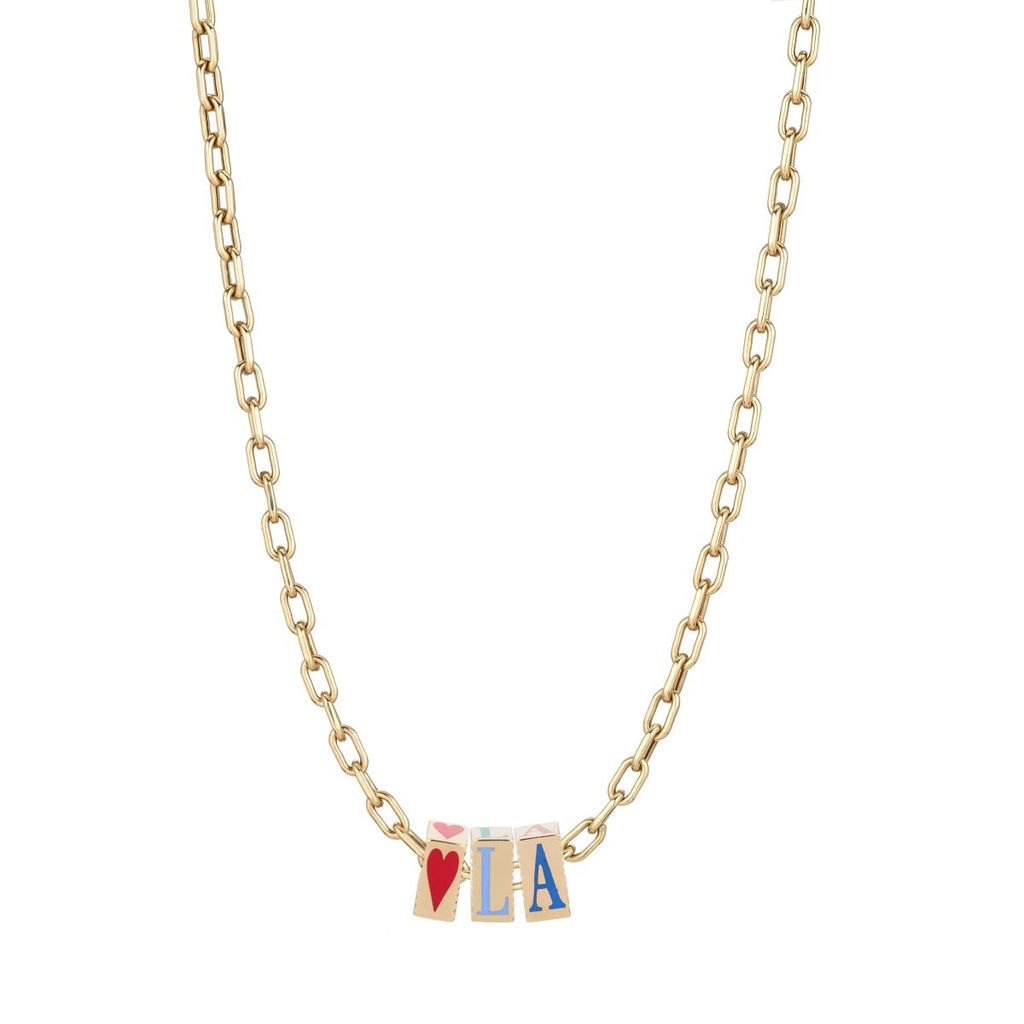 Ceramic Fluted Heart La Big Bead Necklace