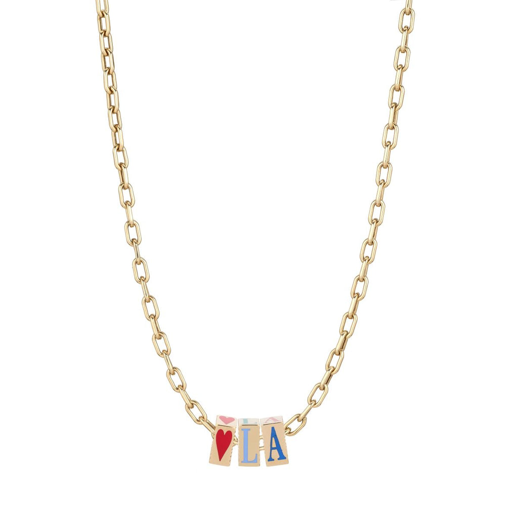 Ceramic Fluted Heart La Big Bead Necklace