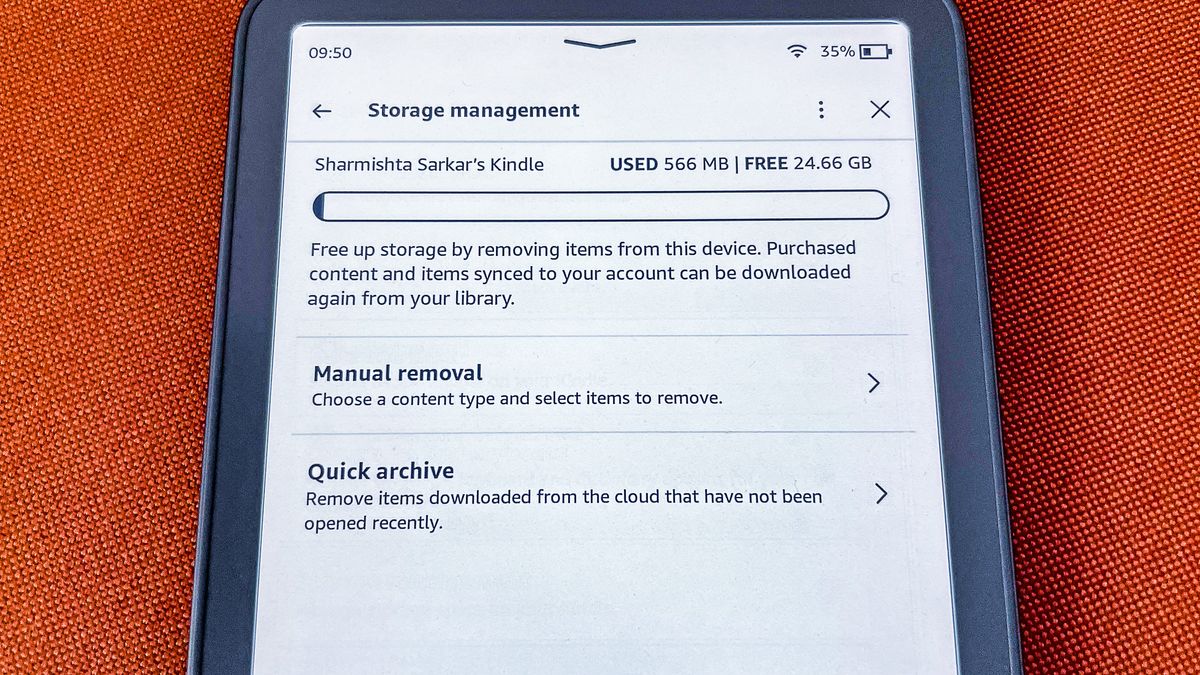 Storage management on the Amazon Kindle 2026