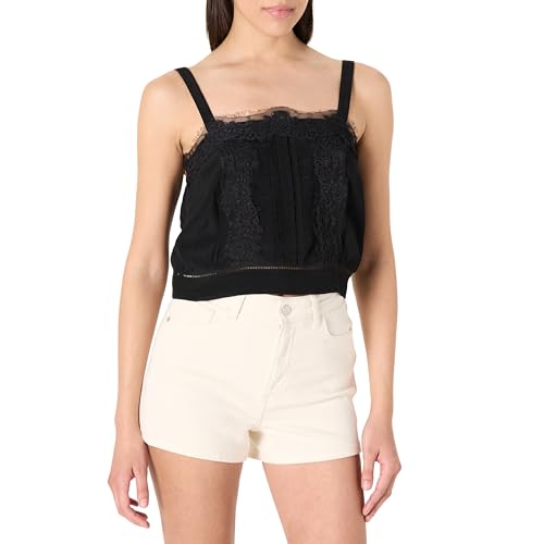 The Drop Joylin Lace Inset Feminine Top Blouses, Black, Xxs