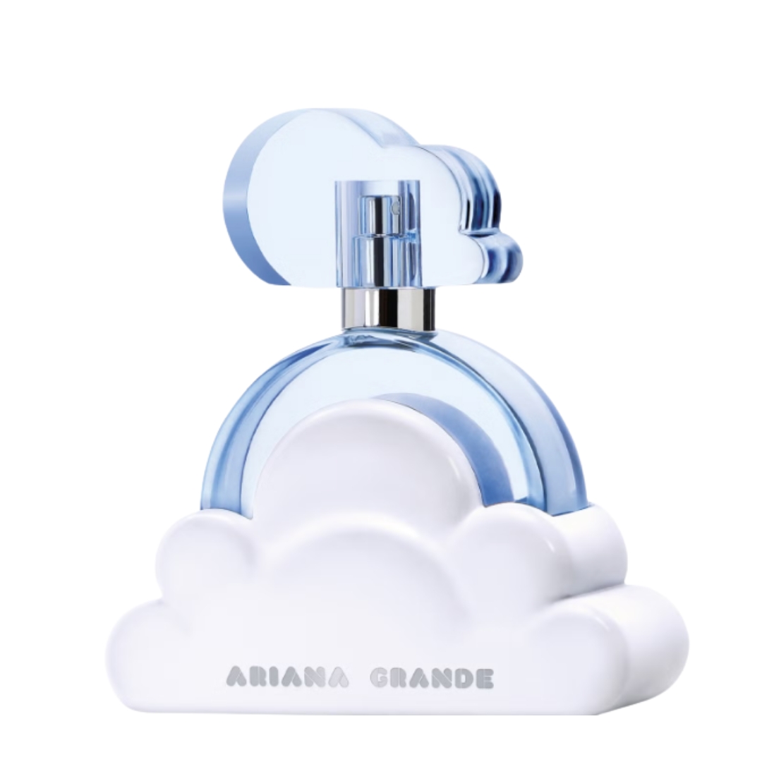 A product shot of the Ariana Grande Cloud Eau de Parfum, on white background