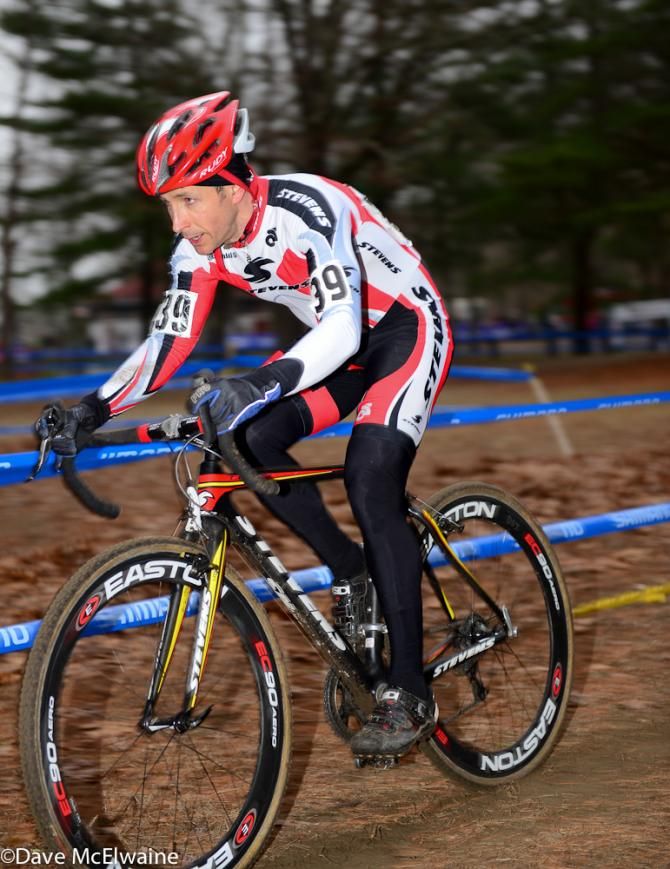 Derek St. John (Stevens Racing p/b The Cyclery) leading Jeremy Durrin.