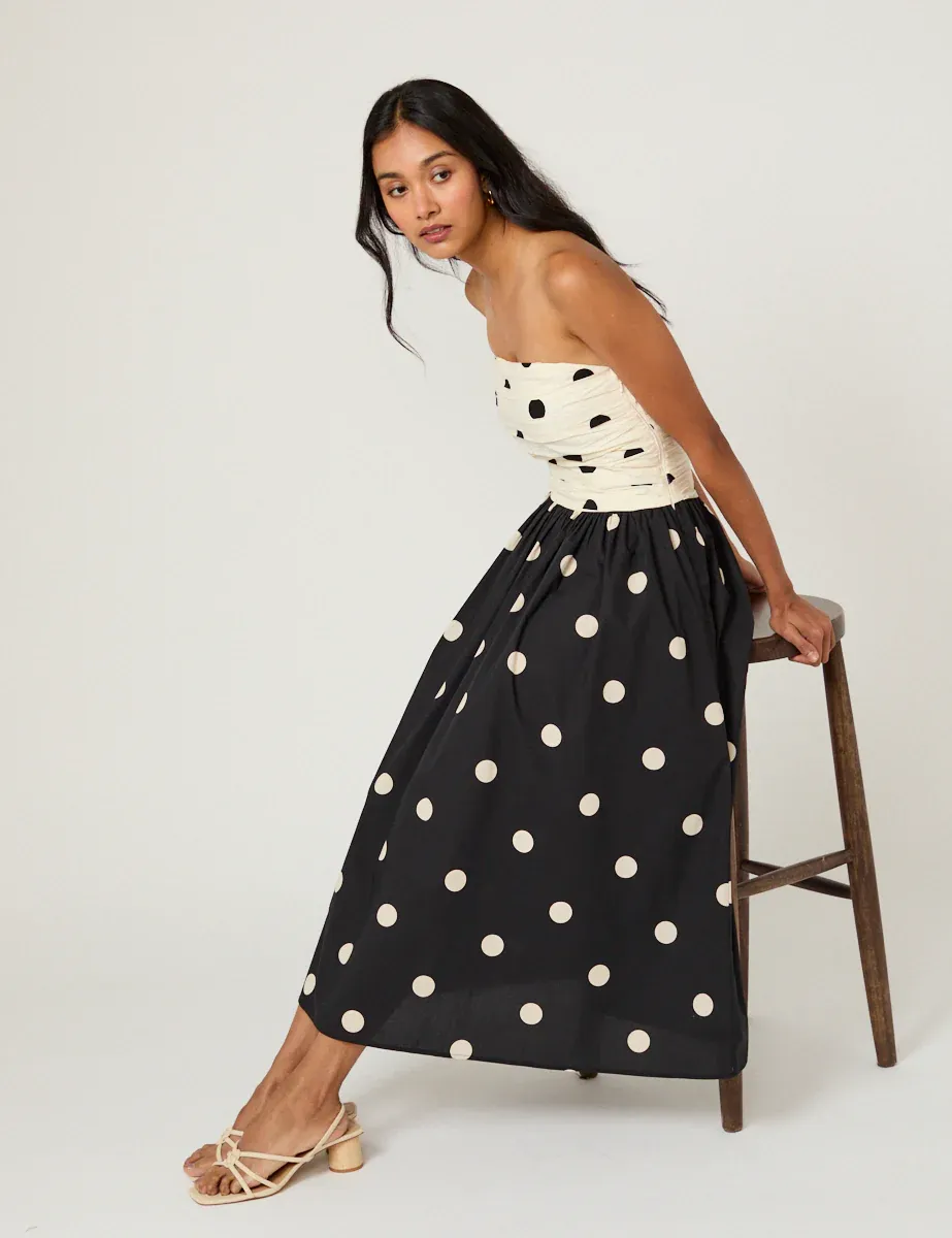 Nobody's Child, Monochrome Polka Dot Alice Midi Dress