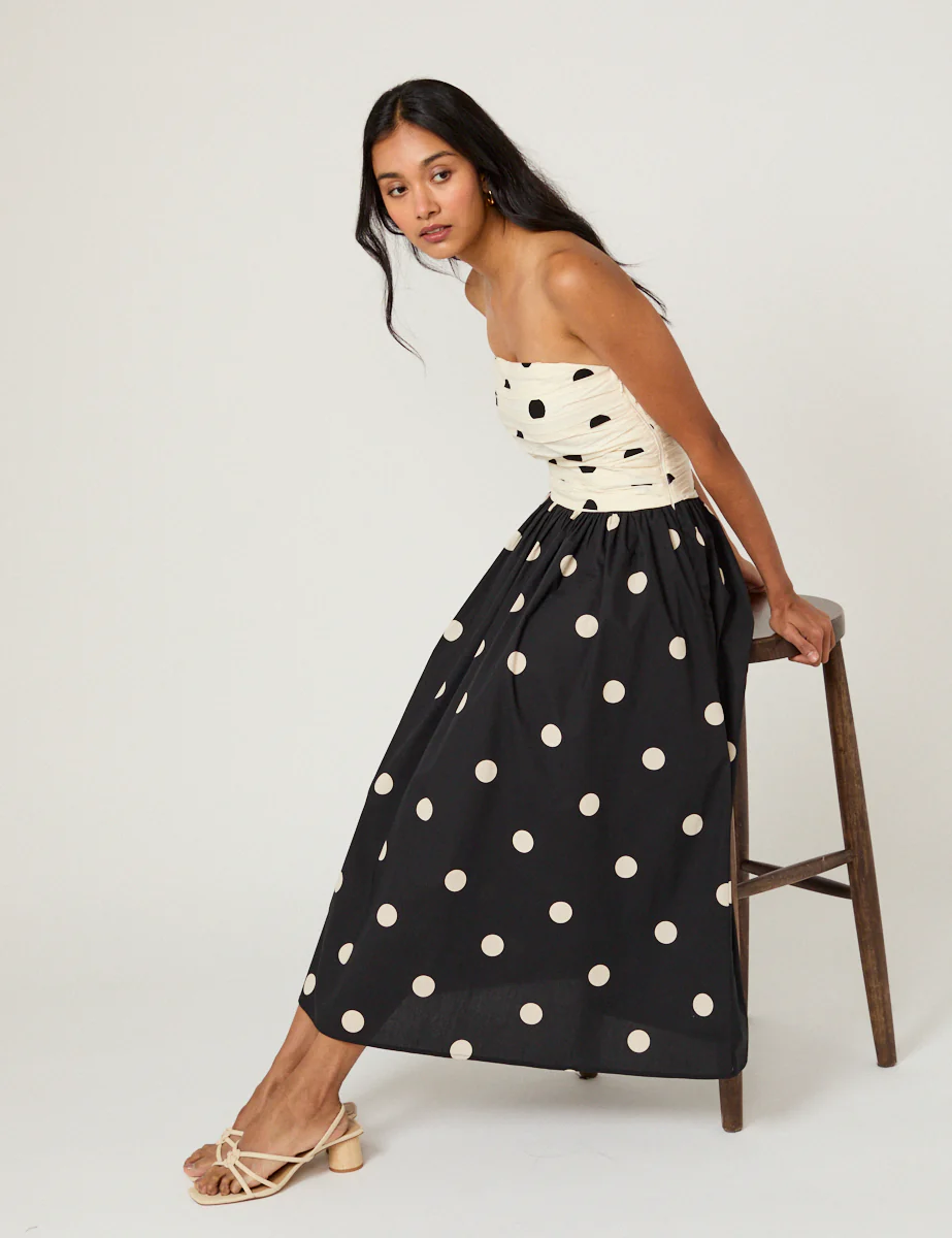 Nobody's Child, Monochrome Polka Dot Alice Midi Dress