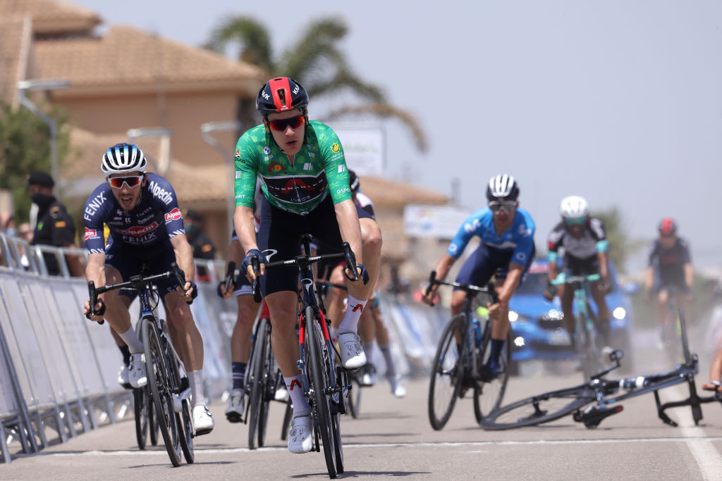 PULP SPAIN  MAY 22 Ethan Hayter of United Kingdom and Team INEOS Grenadiers Green Points Jersey at arrival during the 67th Vuelta A Andalucia  Ruta Del Sol 2021 Stage 5 a 1145km stage from Vera to Pulp  VCANDALUCIA  on May 22 2021 in Pulp Spain Photo by Gonzalo Arroyo MorenoGetty Images