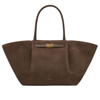 wide brown suede tote bag