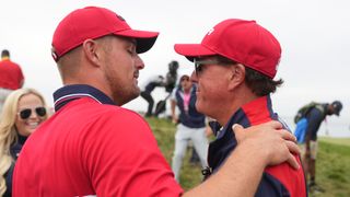 Bryson DeChambeau and Phil Mickelson at the 2021 Ryder Cup at Whistling Straits