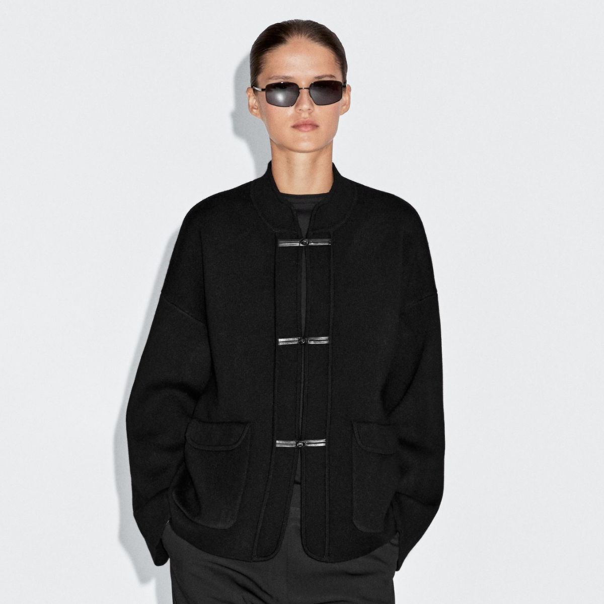 model wearing massimo dutti jacket