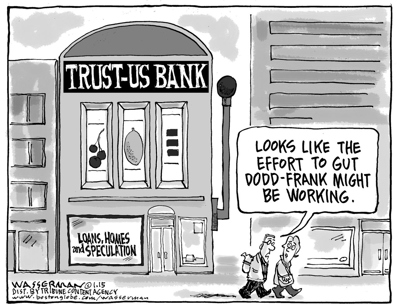 Editorial cartoon U.S. business Wall Street