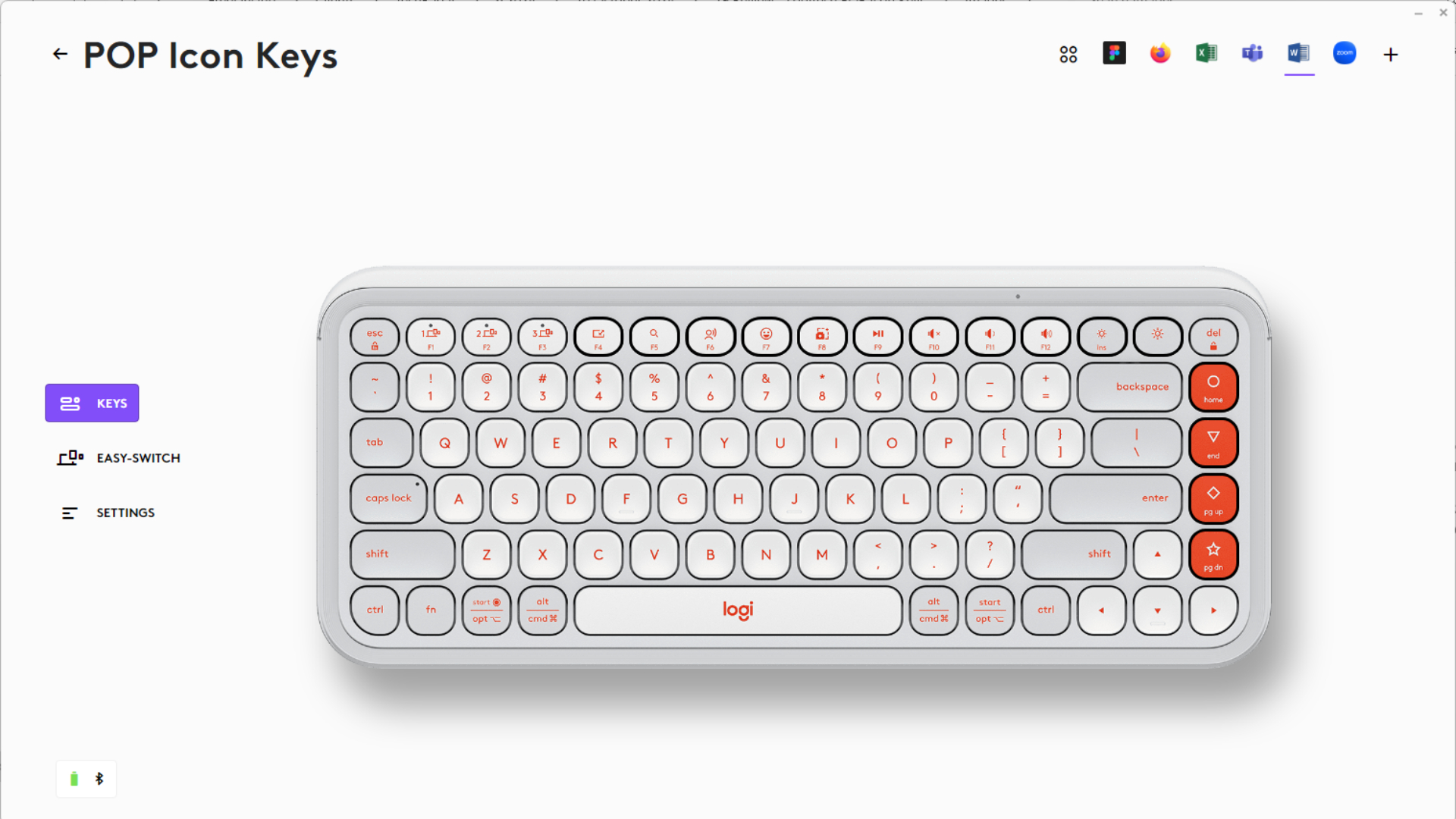 Logi Options+ application showcasing the Logitech POP Icon Keys keyboard