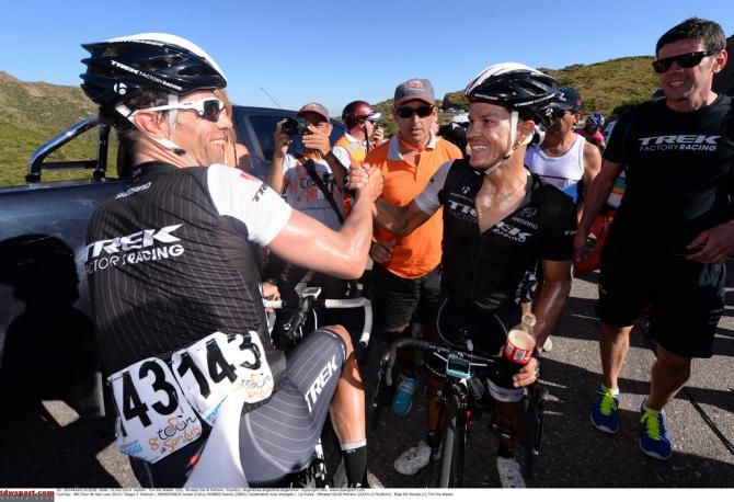 DAnilo Hondo congratulates his teammate Arredondo
