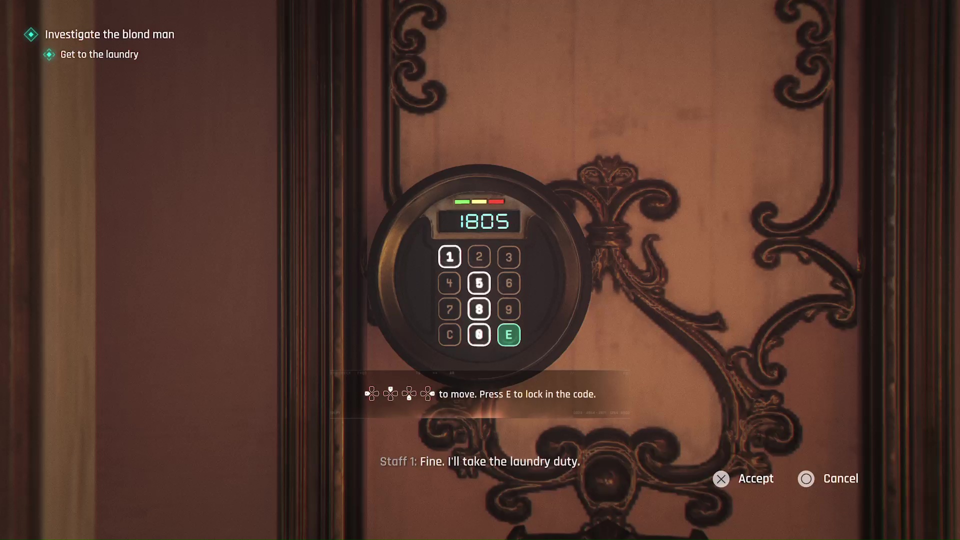 A coded entered into a door in 007 First Light