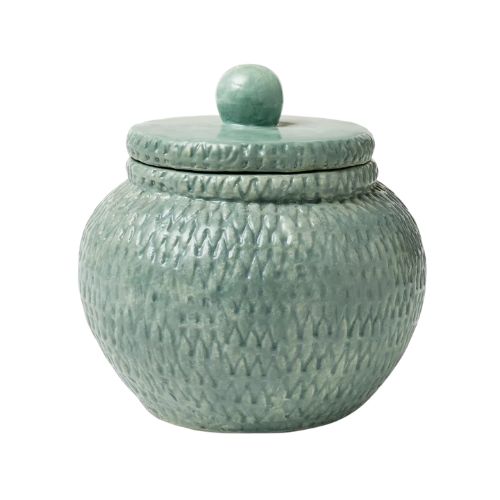 Woven Texture Ceramic Canister Blue