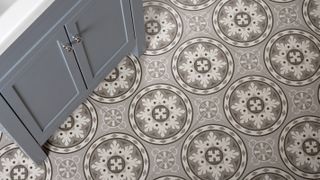 circular patterned bathroom floor tiles