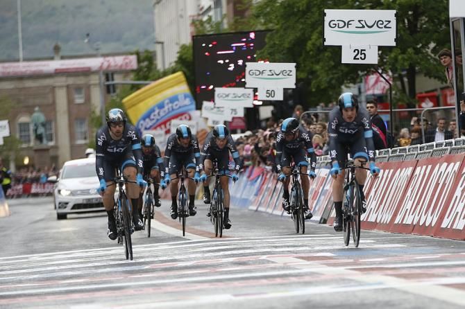 Team Sky at the end of its time trial