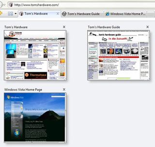 Window preview allows you to see miniature versions of each open webpage.
