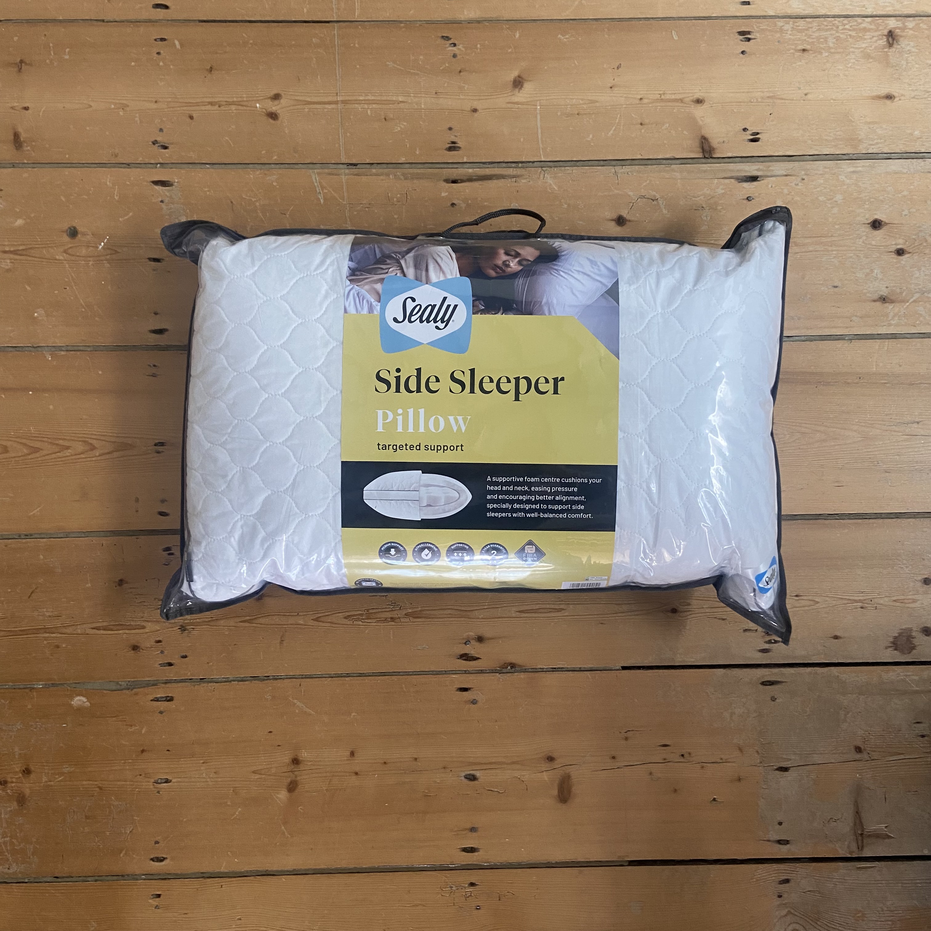 The Sealy Side Sleeper pillow being tested at home