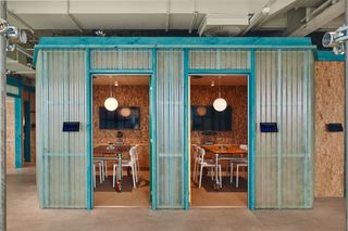 zero-waste workspace showing green meeting rooms
