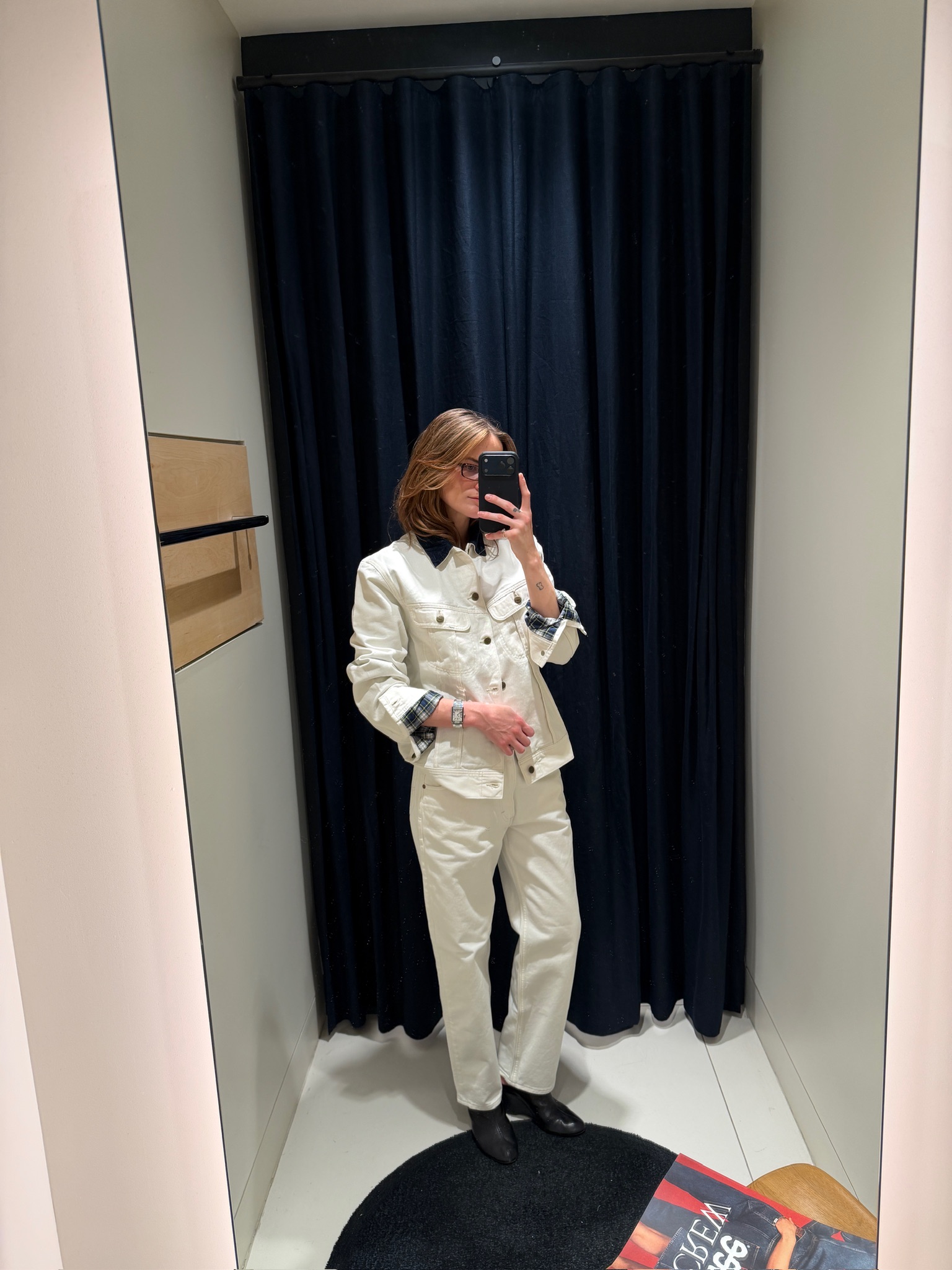 WWW editor Eliza Huber trying the J.Crew X Lee collaboration