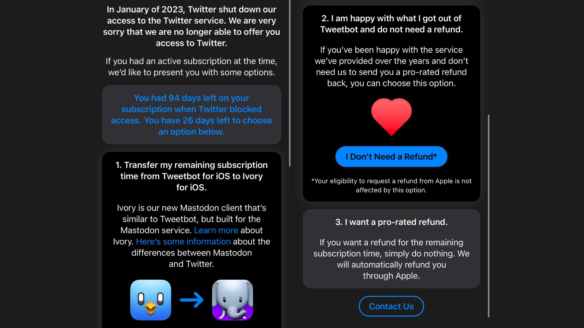 Decline refund on Tweetbot