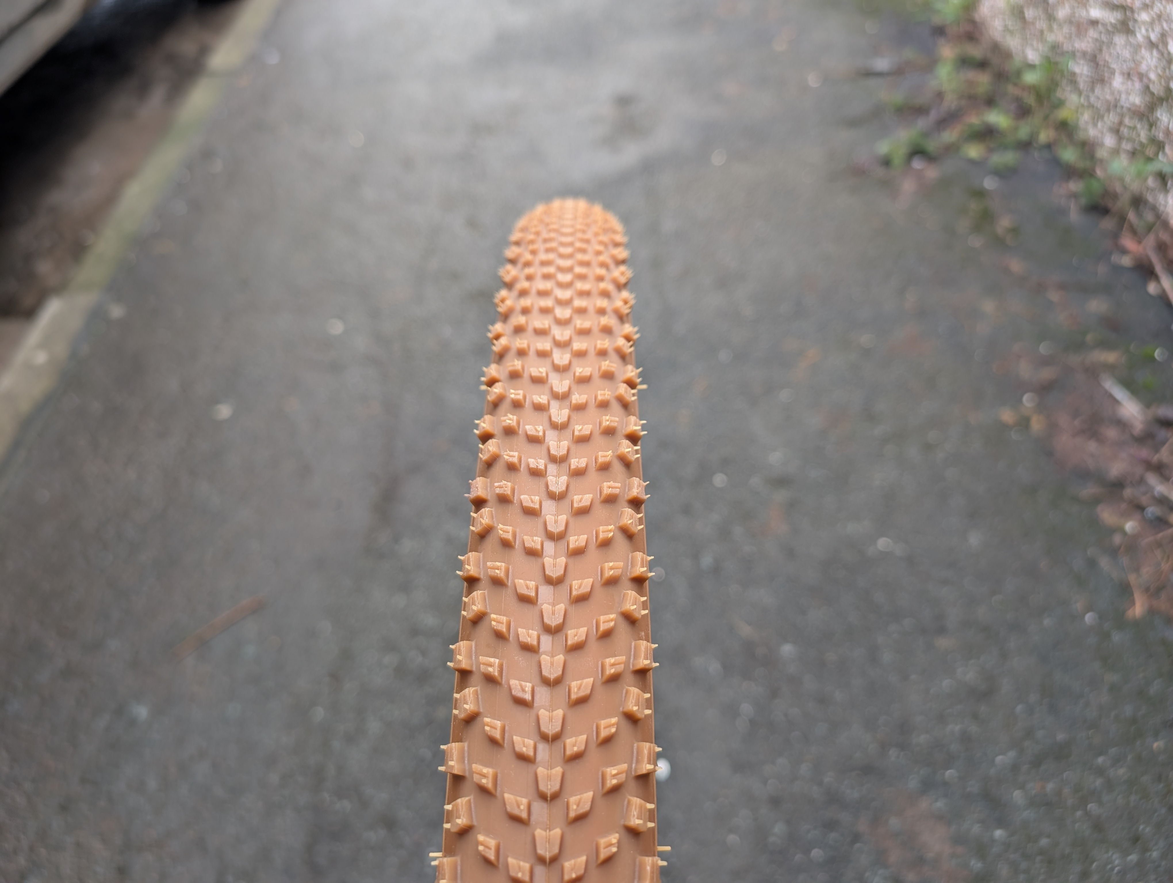 A close up of the tread pattern of the Vittoria T60 Pro Mixed Gravel Race tyre