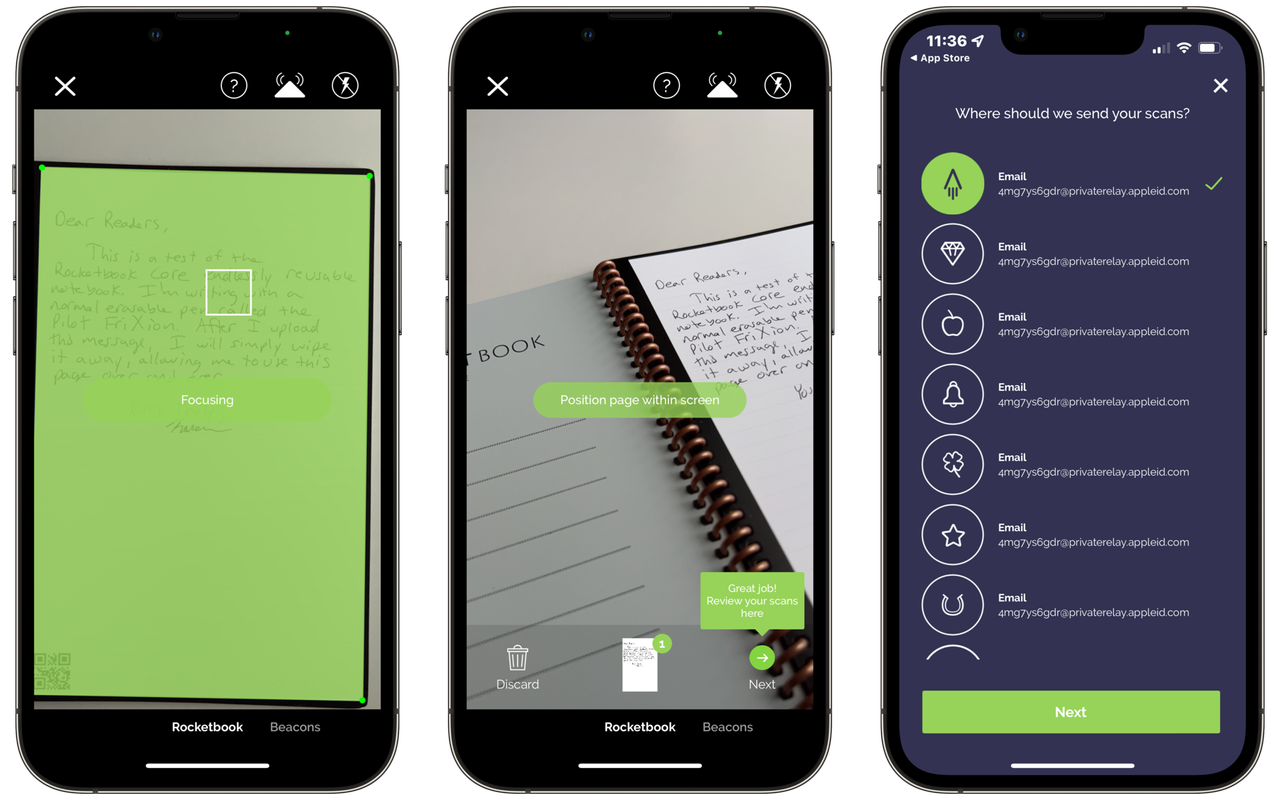 Rocketbook Core Smart Notebook Screenshots Email Test