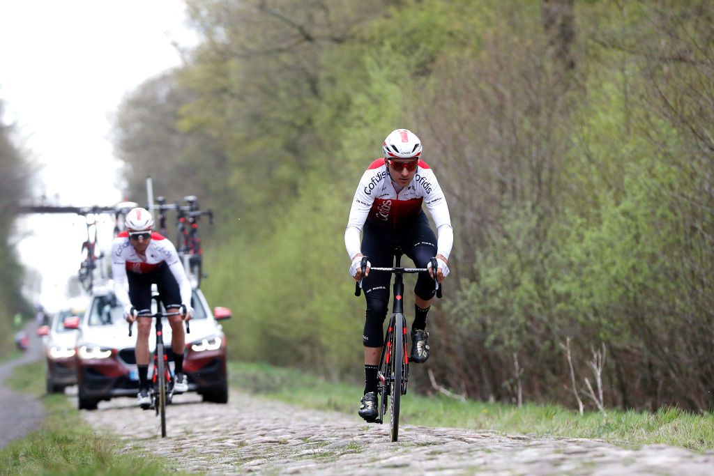 ROUBAIX FRANCE APRIL 14 Alexis Renard of France and Team Cofidis trains at Troue dArenberg cobblestones sector during the 119th ParisRoubaix 2022 Training ParisRoubaix WorldTour on April 14 2022 in Roubaix France Photo by Bas CzerwinskiGetty Images