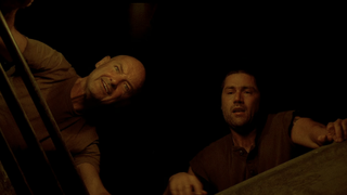 John and Jack looking down at hatch in Lost