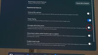 How to disable or enable the lying down mode on a Meta Quest 3