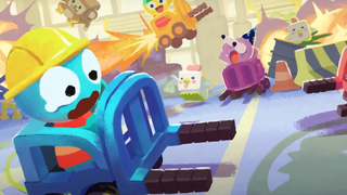 Promotional art for Crashout Crew, a co-op party game by Aggro Crab, creators of Peak. In it several terrified warehouse workers try (and fail) to keep things under control.