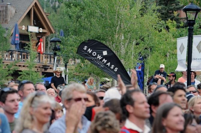 Fans gather at Snowmass Village to catch a glimpse of the Tour de France champion Chris Froome