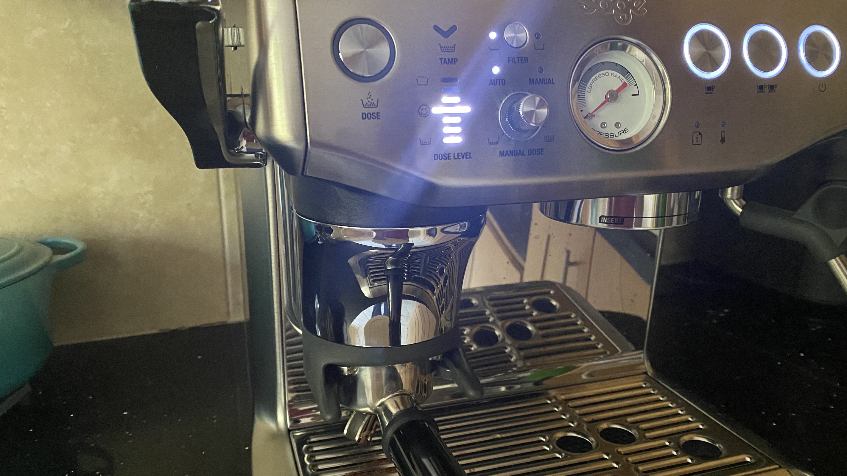 control panel on the Breville Express Impress
