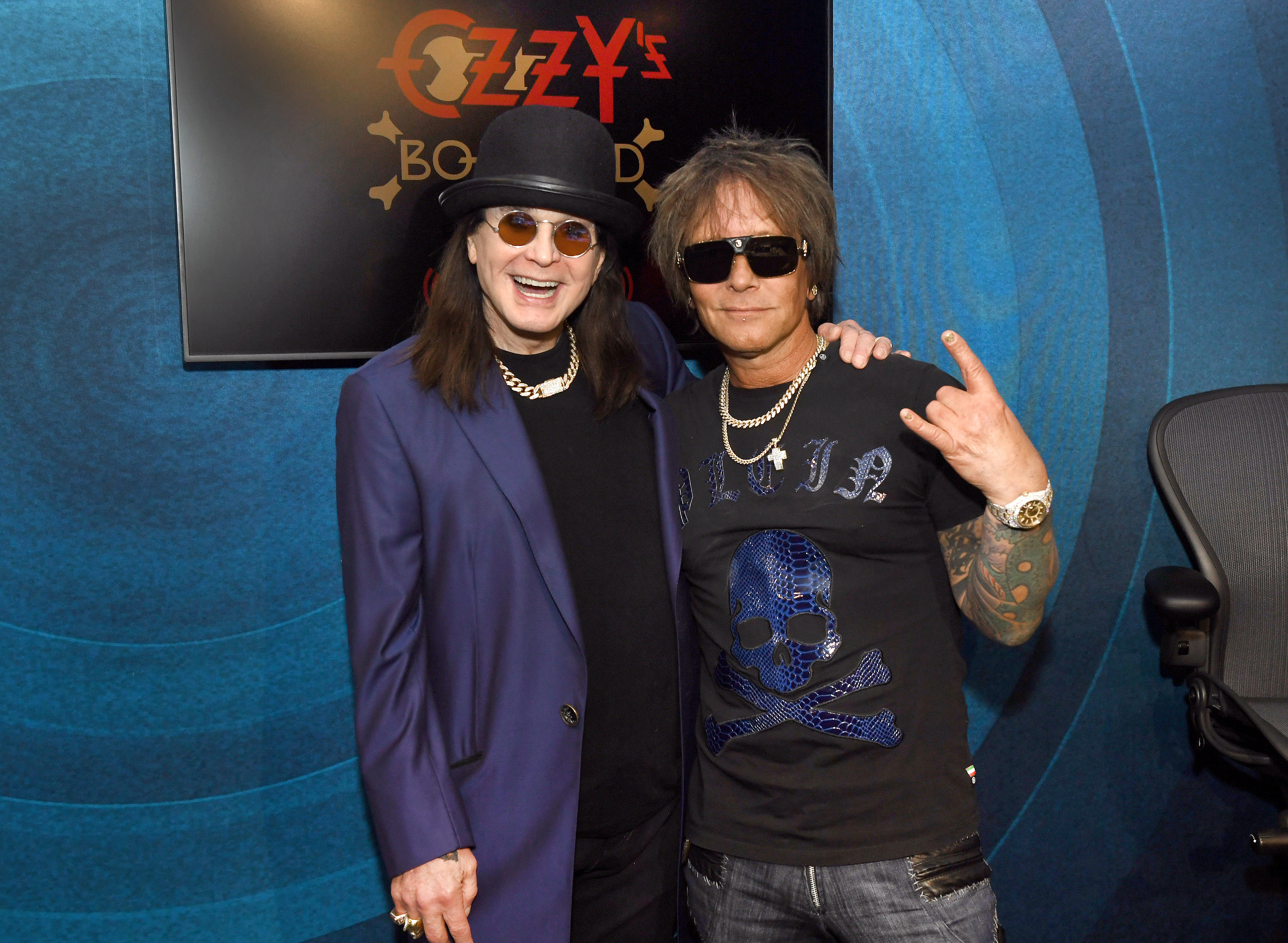 Ozzy Osbourne (left) and Billy Morrison attend the Ozzy Osbourne Album Special on SiriusXM in Los Angeles, California on February 13, 2020