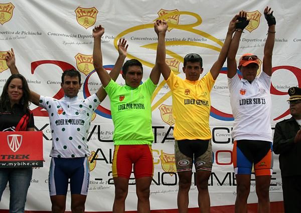 The podium at the end of stage three (l-r): Daniel Diaz, Byron Guama, Fernando Camargo and Jorge Montenegro