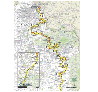Route map for 2022 Paris-Roubaix