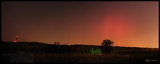 Astrophotographer Jeff Berkes took this photo of a dazzling aurora display from West Chester, Pa., on Oct. 24, 2011.