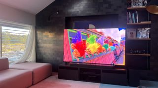 Samsung S95D OLED TV showing a scene from Toy Story 3